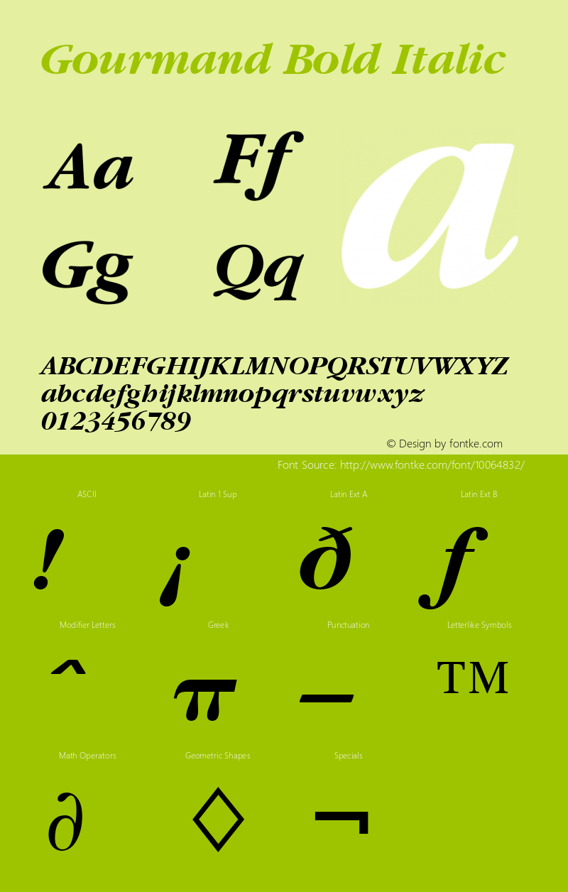 Gourmand Bold Italic Font Version 2.6; Converter Version 1.10图片样张