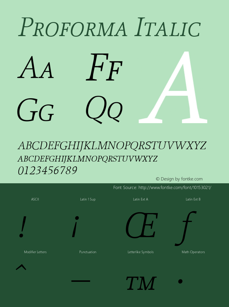 Proforma Italic Version 001.000图片样张