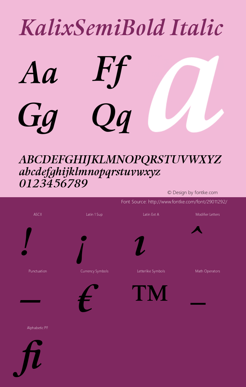 KalixSemiBold-Italic Version 005.000图片样张