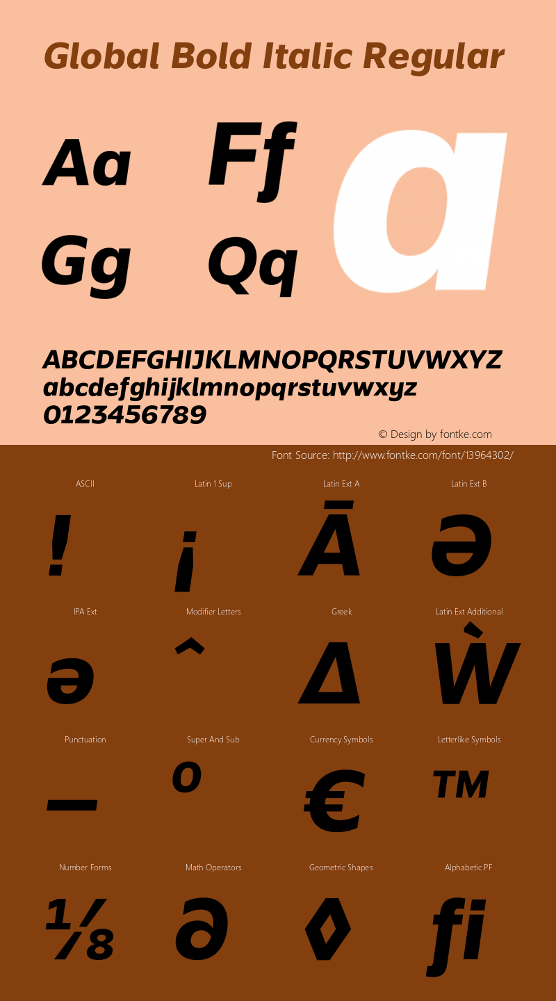 Global Bold Italic Regular Version 1.002;PS 001.002;hotconv 1.0.70;makeotf.lib2.5.58329图片样张