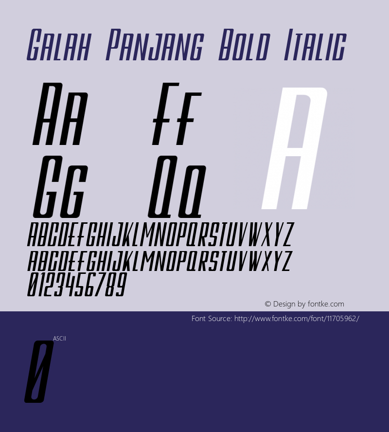 Galah Panjang Bold Italic Version 001.000图片样张