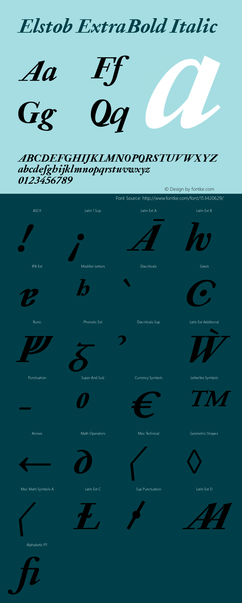 Elstob ExtraBold Italic Version 1.009; ttfautohint (v1.8.3)图片样张