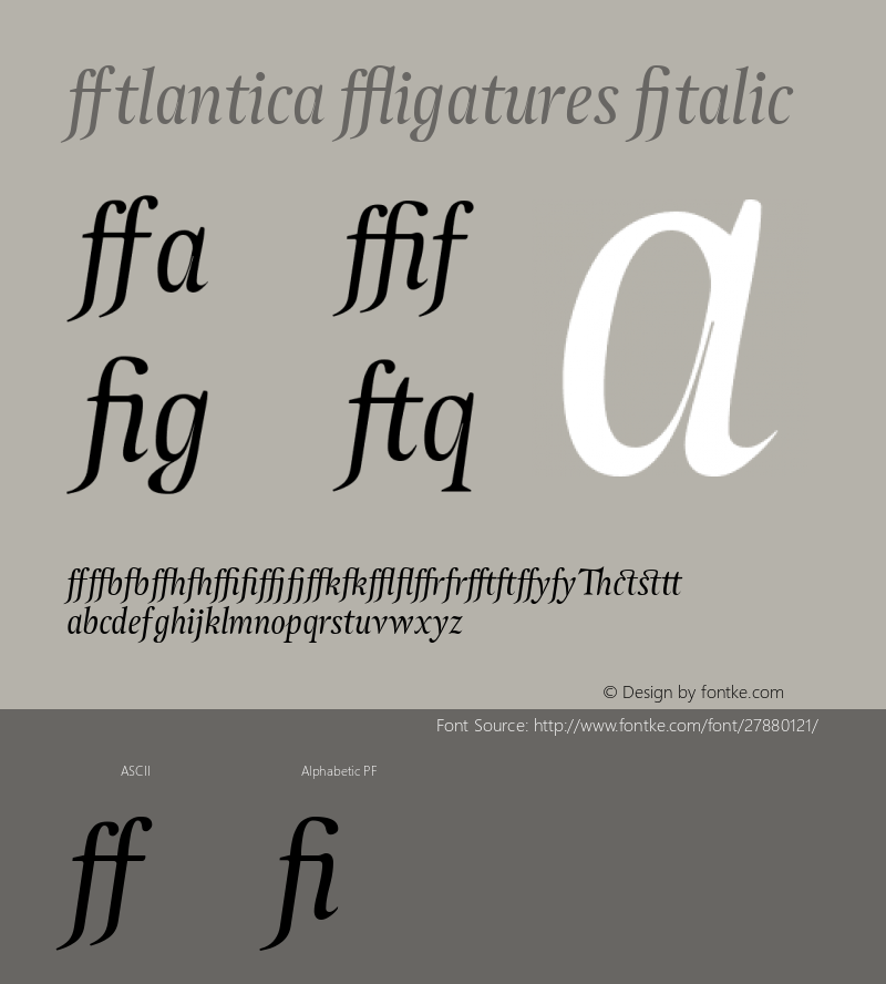 Atlantica Ligatures Italic Version 1.000;PS 001.000;hotconv 1.0.38图片样张