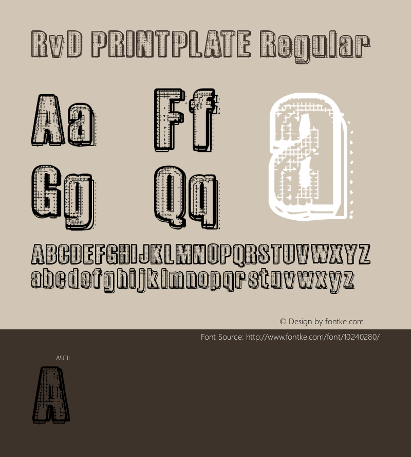 RvD_PRINTPLATE Regular Version 1.00 March 24, 2009, initial release图片样张