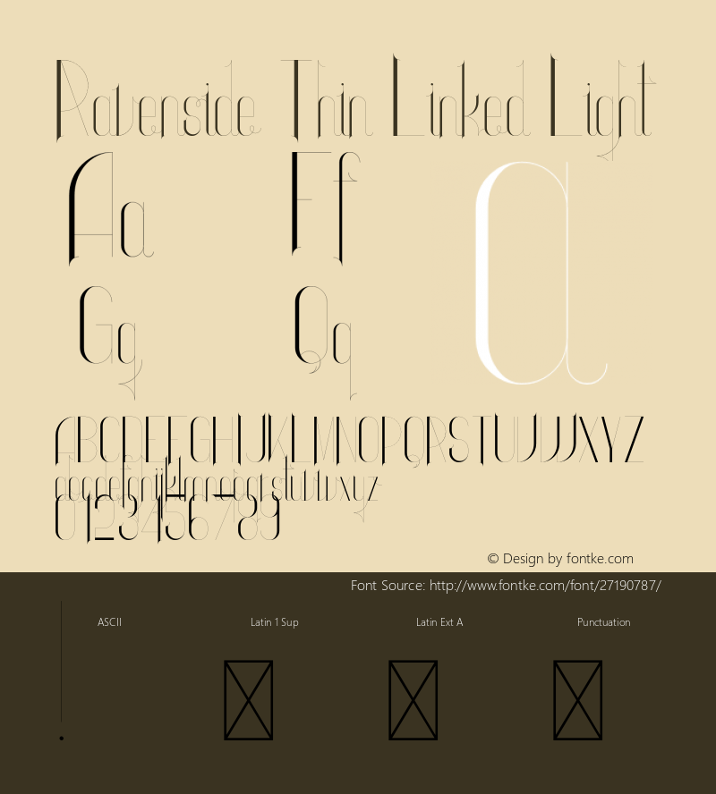 Ravenside-ThinLinkedLight Version 1.002;Fontself Maker 3.0.0-3图片样张