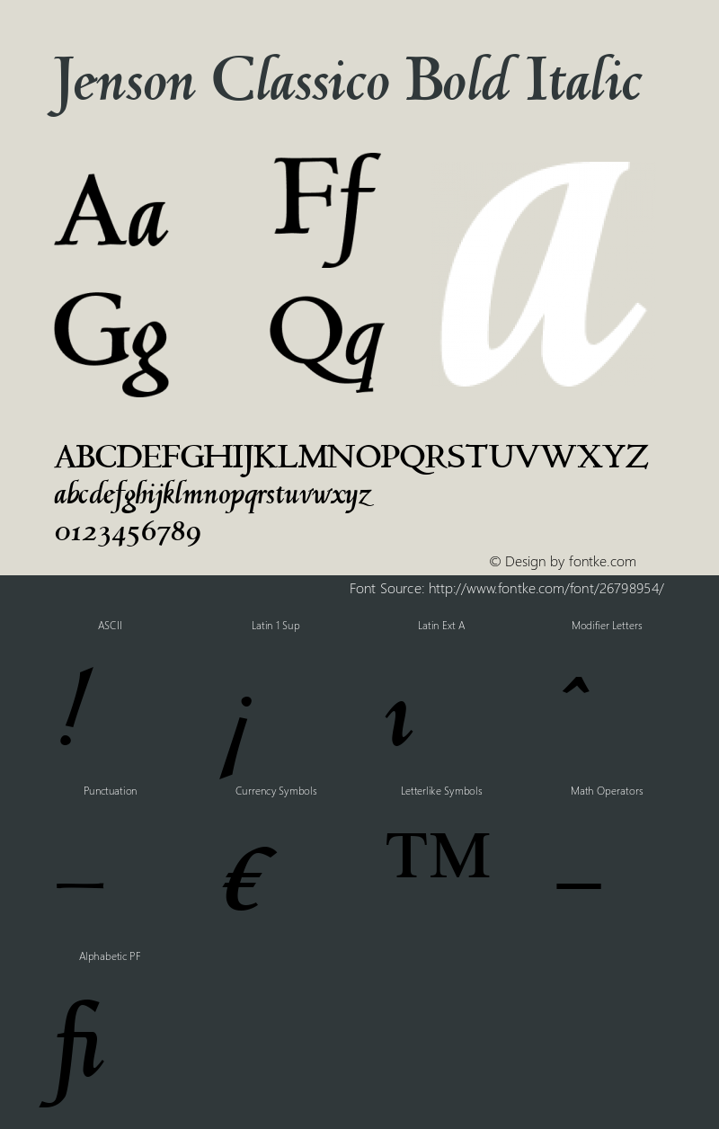 Jenson Classico Bold Italic Version 1.00图片样张