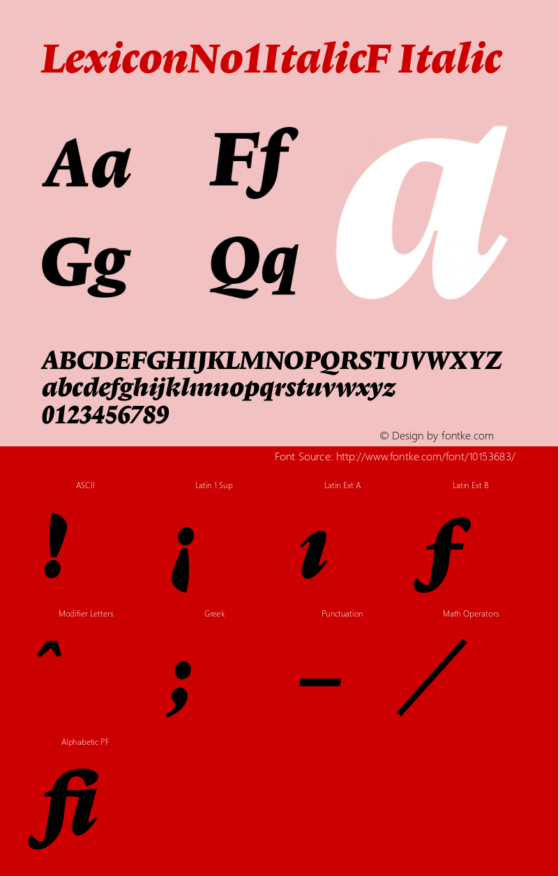 LexiconNo1ItalicF Italic Version 001.000图片样张