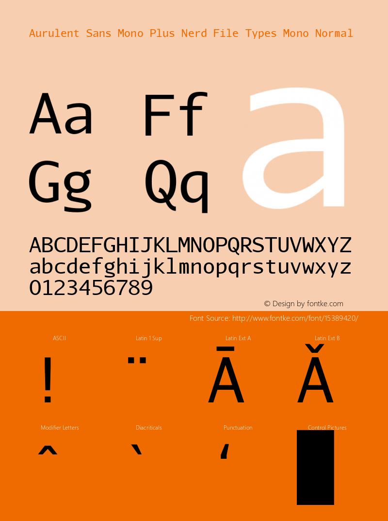 Aurulent Sans Mono Plus Nerd File Types Mono Normal Version 2007.05.04图片样张