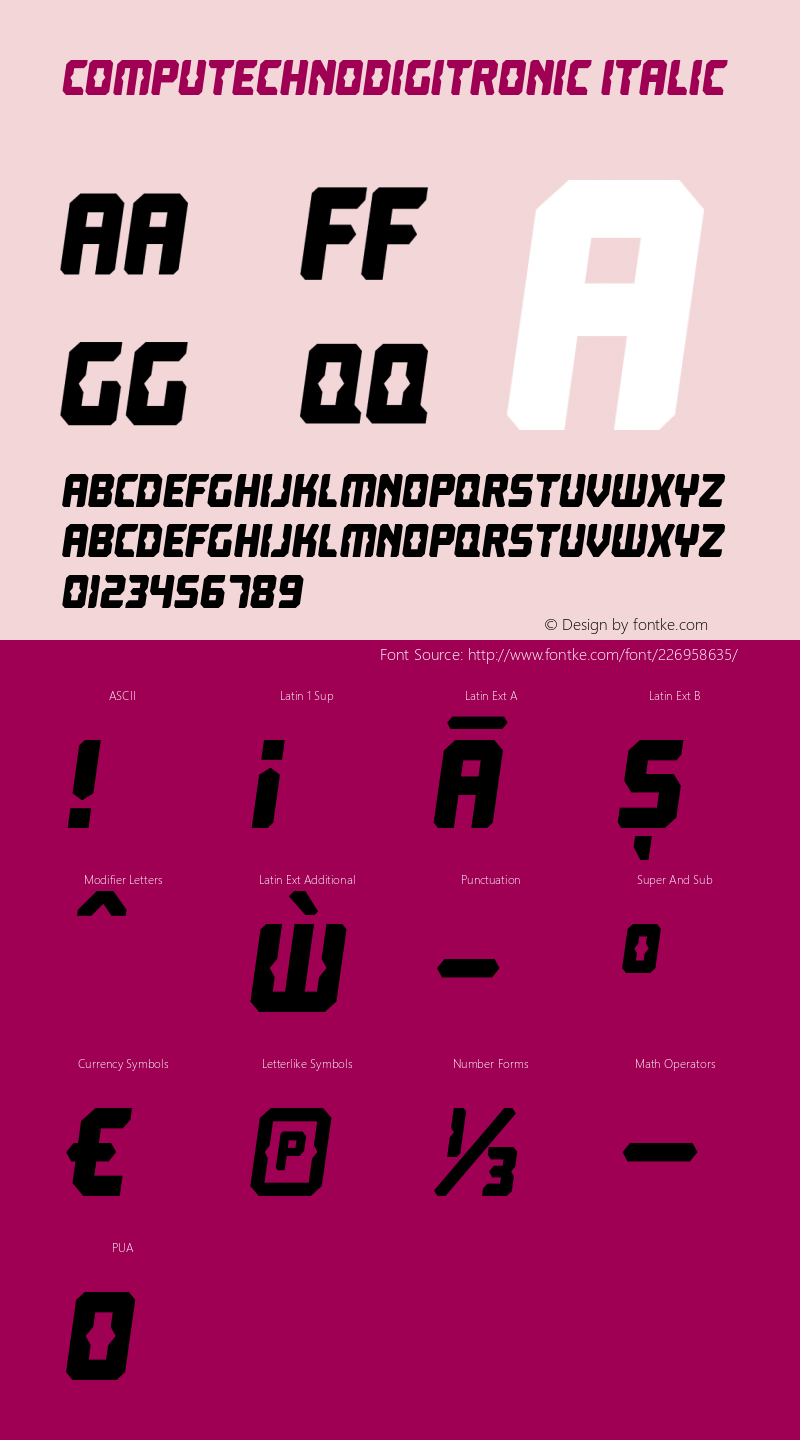 Computechnodigitronic-Italic Version 1.001图片样张