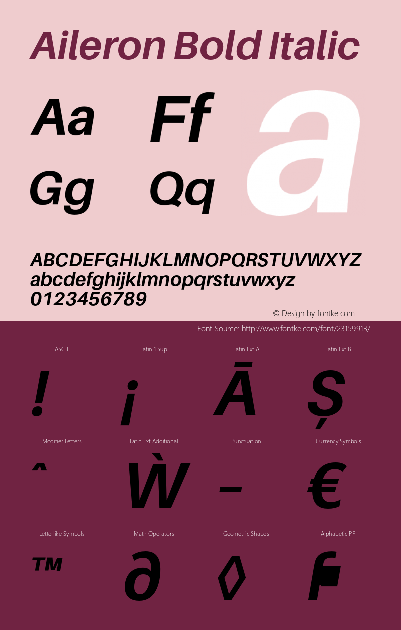 Aileron Bold Italic Version 1.101;PS 001.101;hotconv 1.0.70;makeotf.lib2.5.58329图片样张