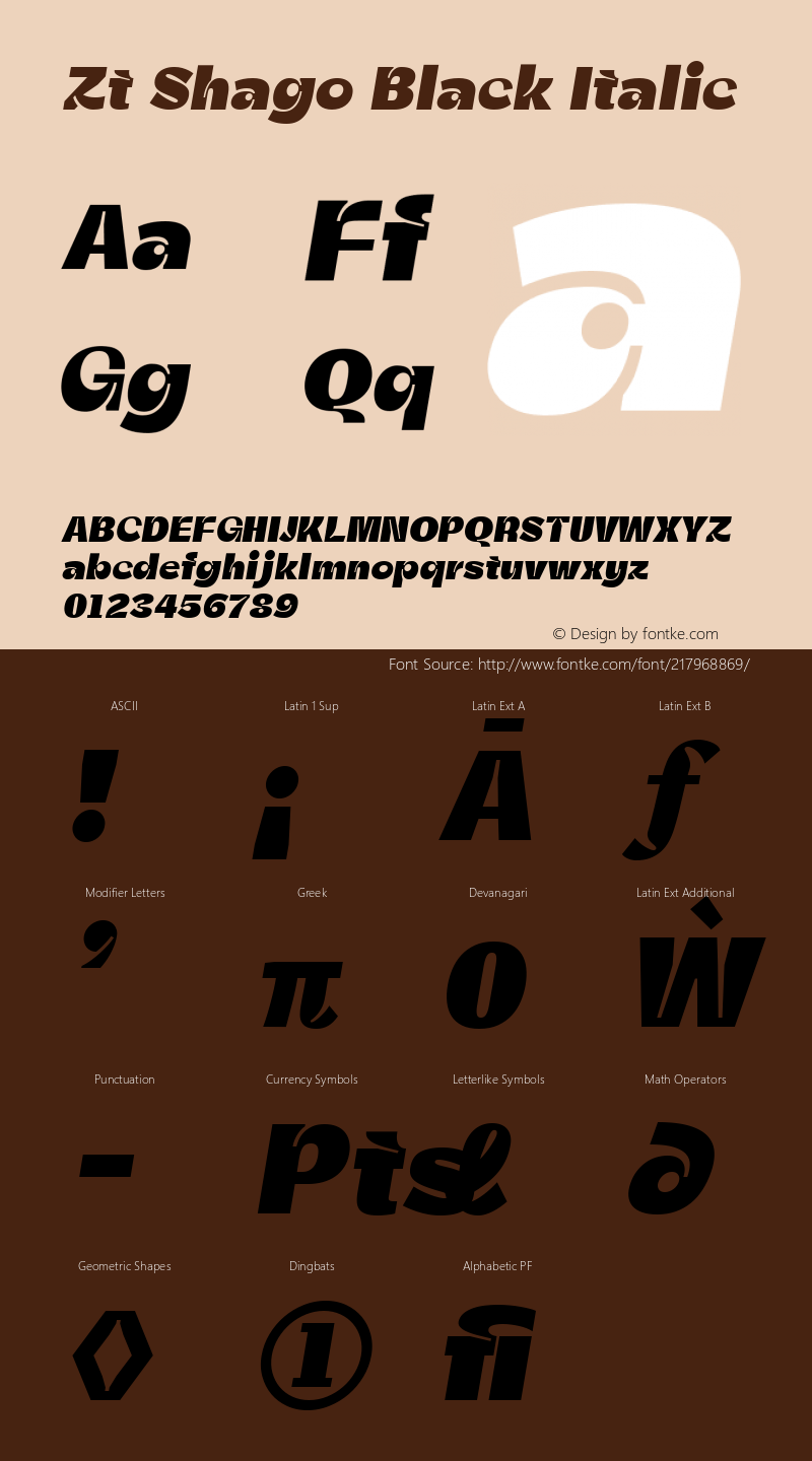 Zt Shago Black Italic Version 1.000图片样张