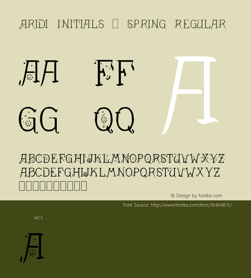 Aridi Initials 1 Spring Regular Version 2.00 September 28, 2010图片样张