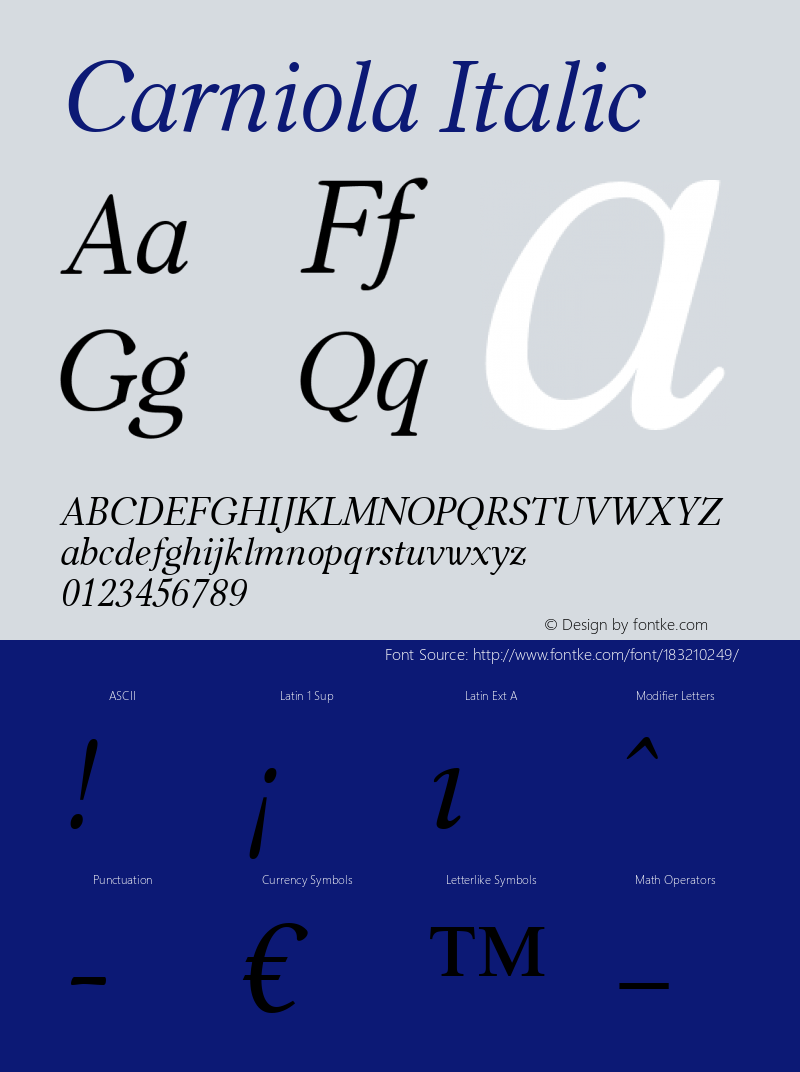 Carniola Italic Macromedia Fontographer 4.1.4 01‐11‐17图片样张