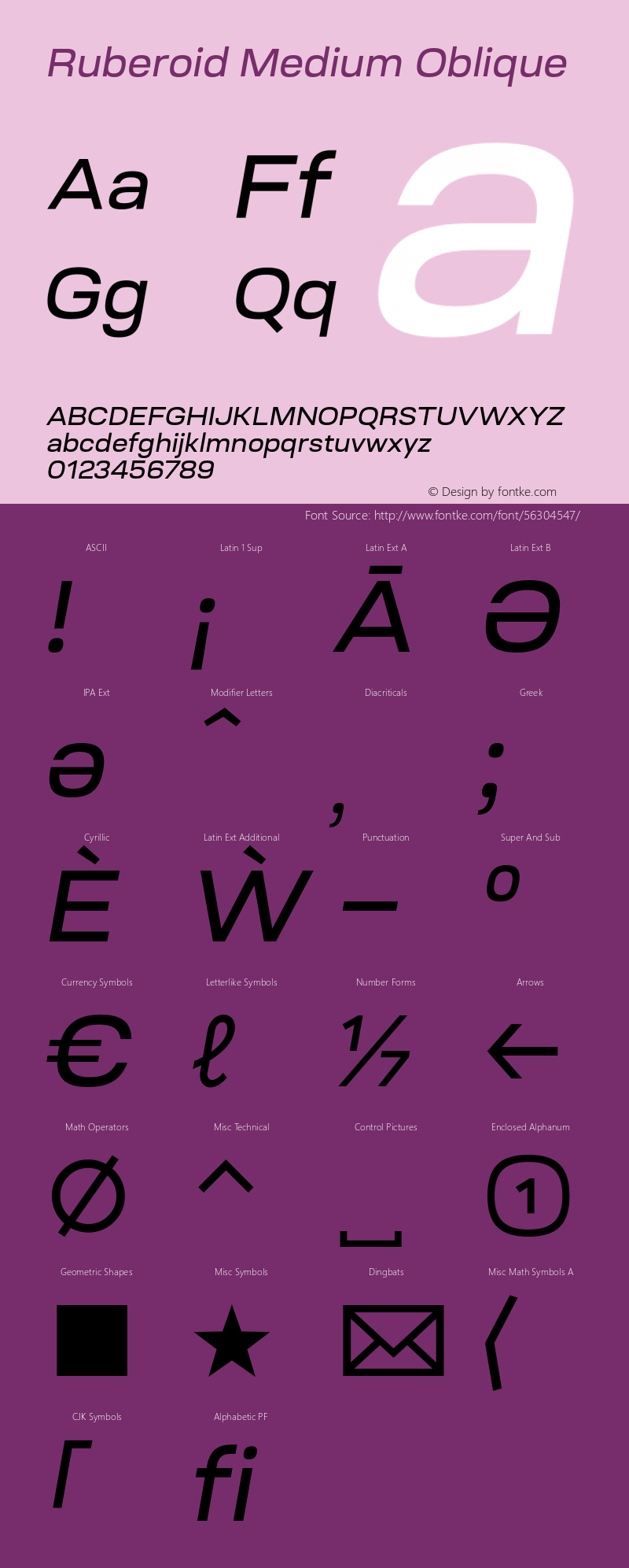 Ruberoid-MediumOblique Version 1.000; ttfautohint (v0.97) -l 8 -r 50 -G 200 -x 14 -f dflt -w G图片样张