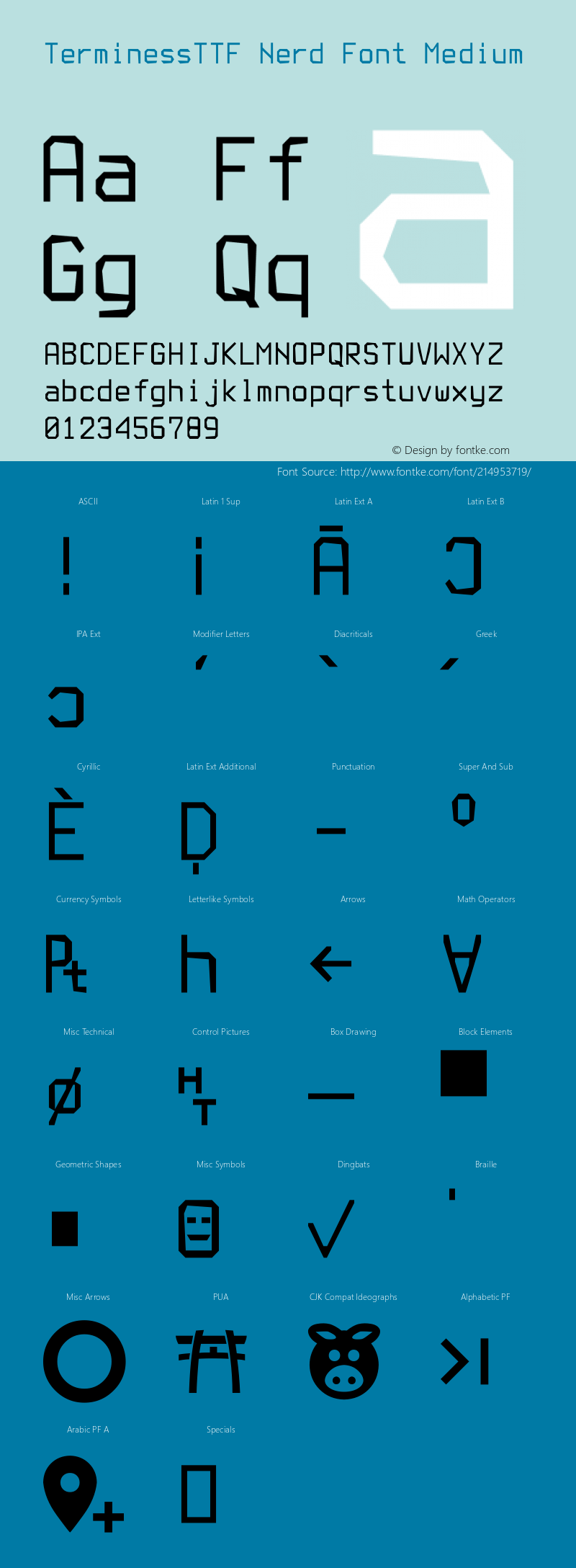 Terminess (TTF) Nerd Font Complete Version 4.40.1;Nerd Fonts 2.1.0图片样张