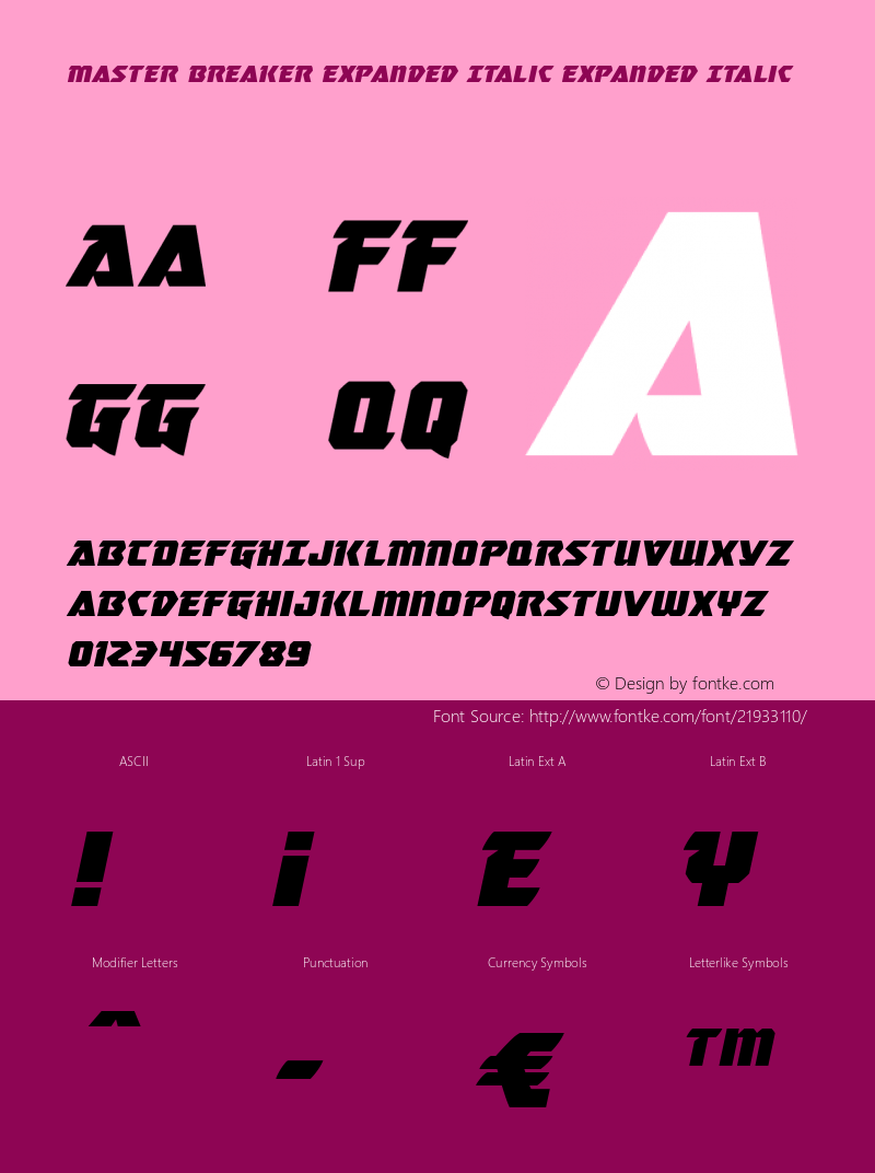 Master Breaker Expanded Italic Version 1.0; 2017图片样张