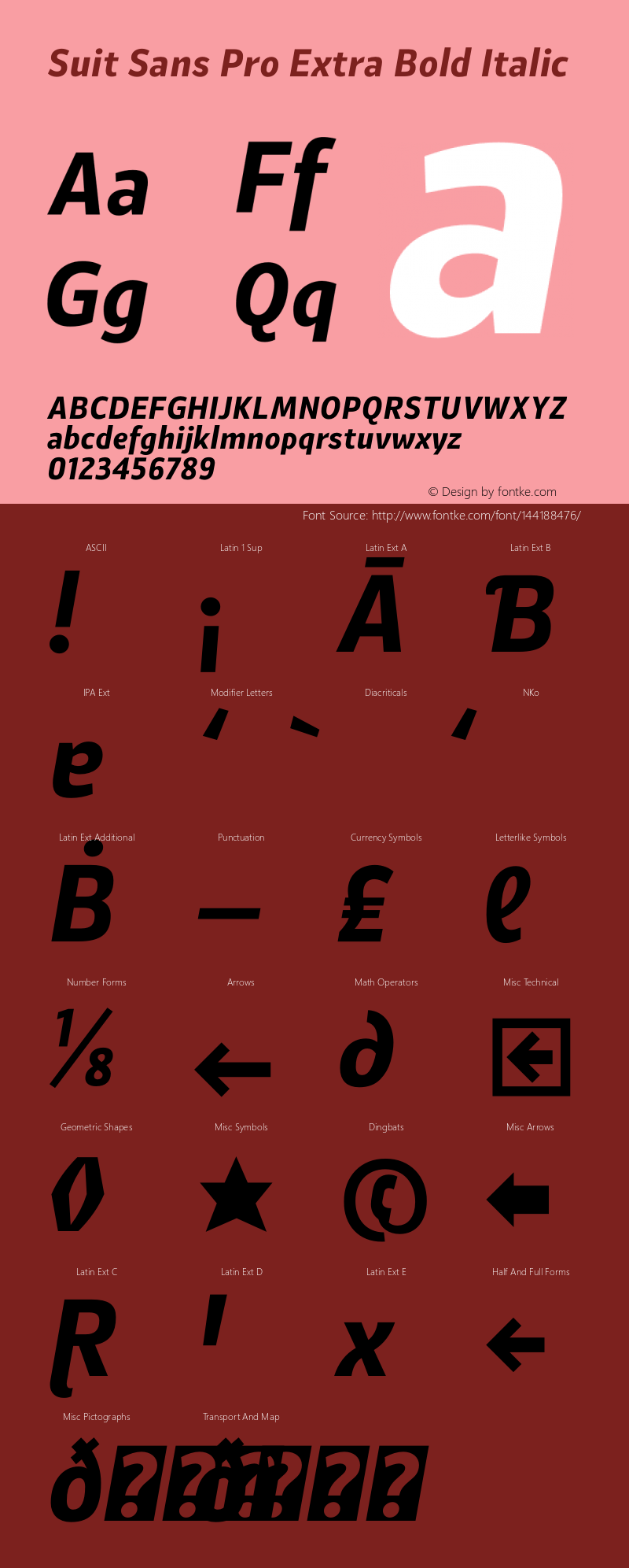 Suit Sans Pro Extra Bold Italic Version 1.000 | wf-rip DC20160330图片样张