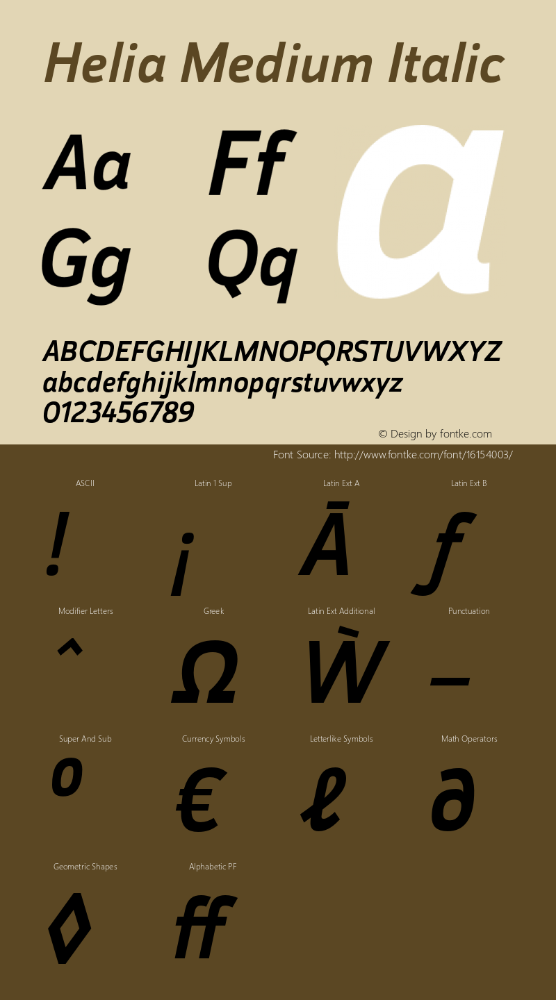 Helia Medium Italic Version 1.000; initial release图片样张