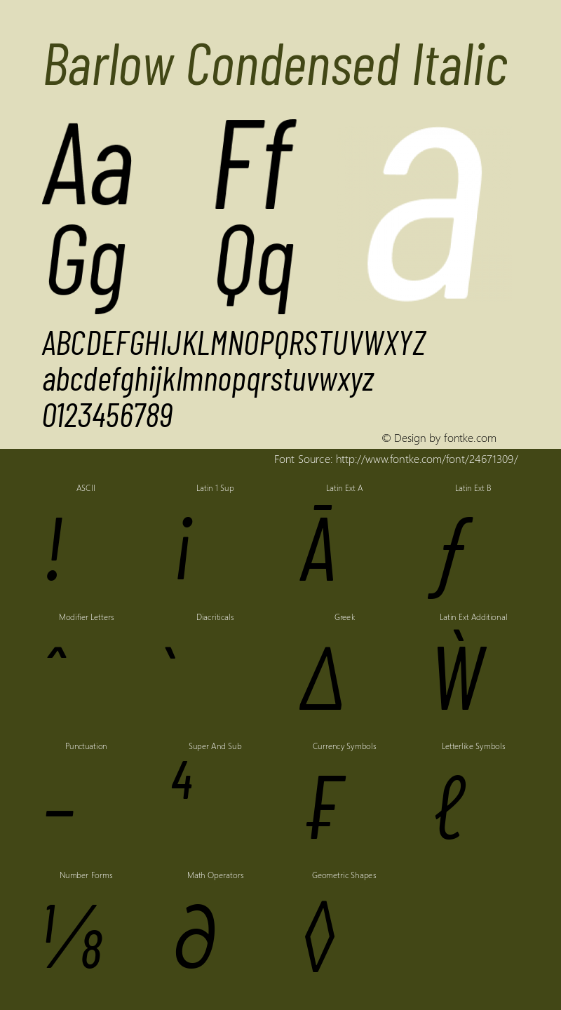 Barlow Condensed Italic Version 1.203图片样张