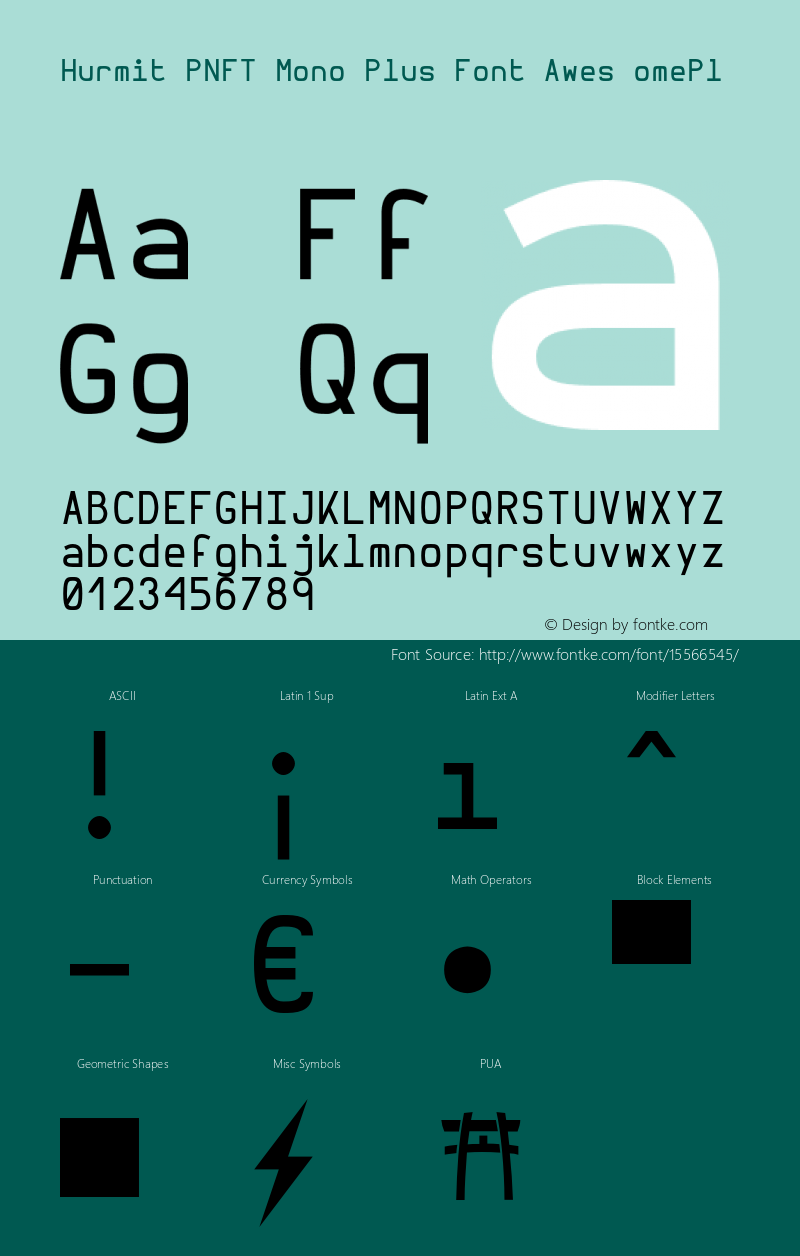 Hurmit PNFT Mono Plus Font Awes omePl Version 1.21;Nerd Fonts 0.4.图片样张