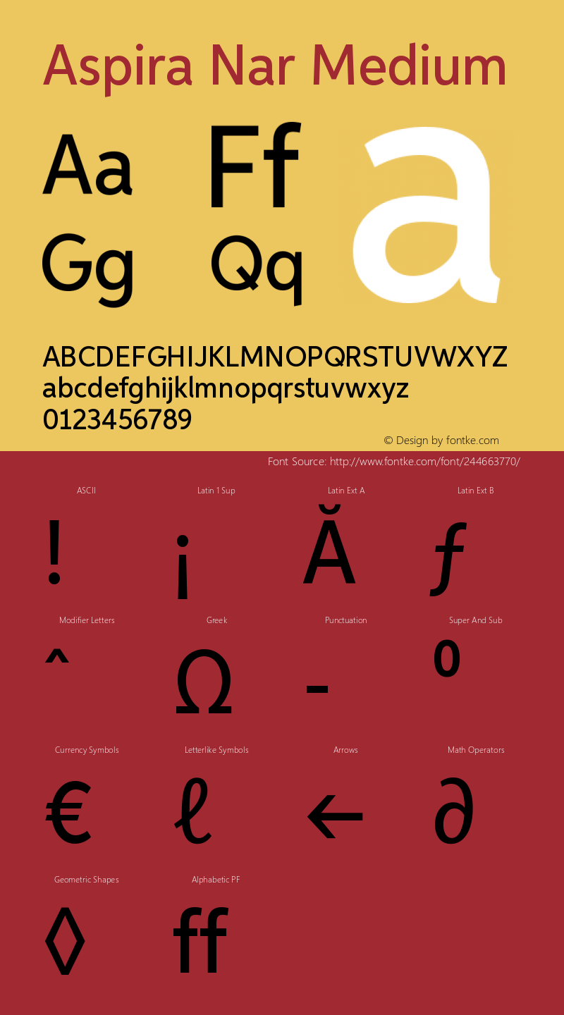 AspiraNar-Medium Version 1.05          UltraPrecision Font图片样张