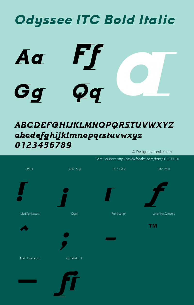 Odyssee ITC Bold Italic Version 001.001图片样张