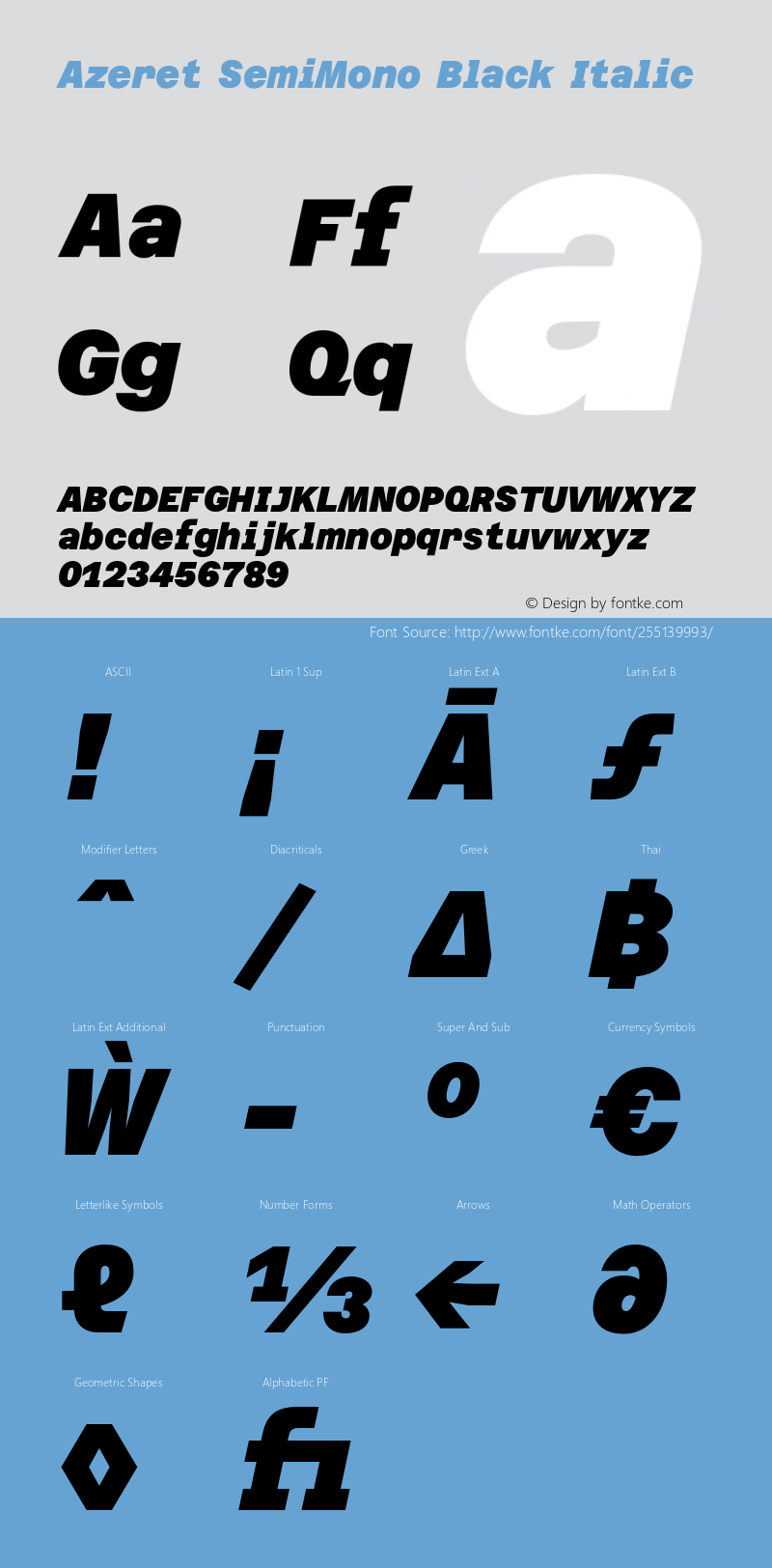 Azeret SemiMono Black Italic Version 1.000; Glyphs 3.0.3, build 3084图片样张