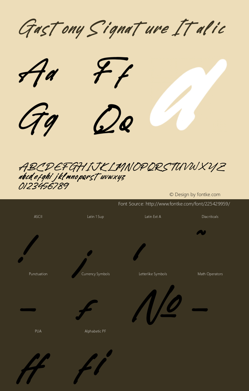 Gastony Signature Italic Version 1.00;June 8, 2022;FontCreator 13.0.0.2680 64-bit图片样张