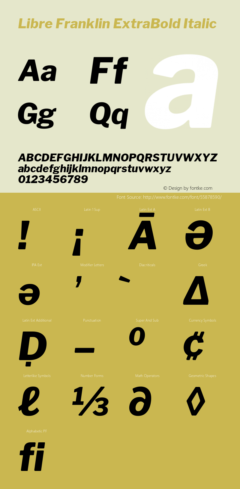 Libre Franklin ExtraBold Italic Version 1.002; ttfautohint (v1.5)图片样张