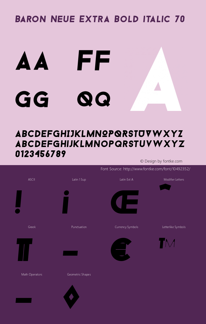 Baron Neue Extra Bold italic 70 Version 1.000图片样张