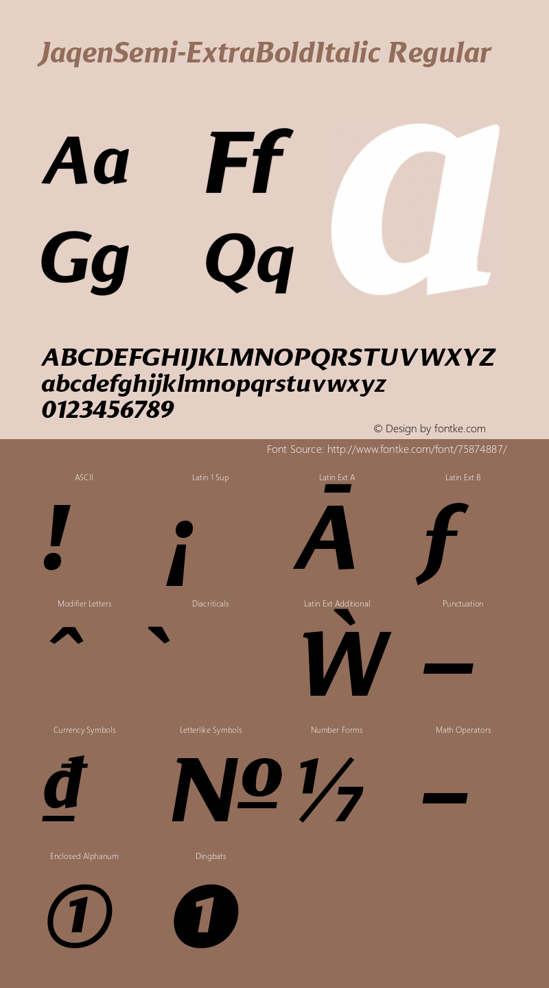 Jaqen Semi W05 ExtraBold Italic Version 1.001图片样张