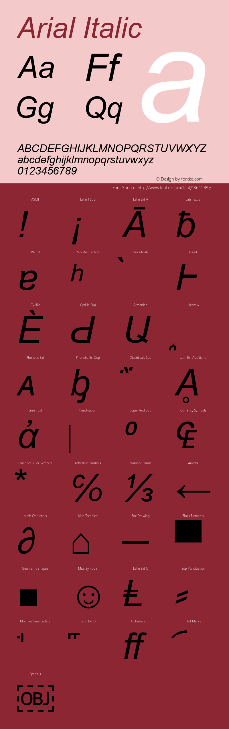 Arial Italic Version 6.90图片样张