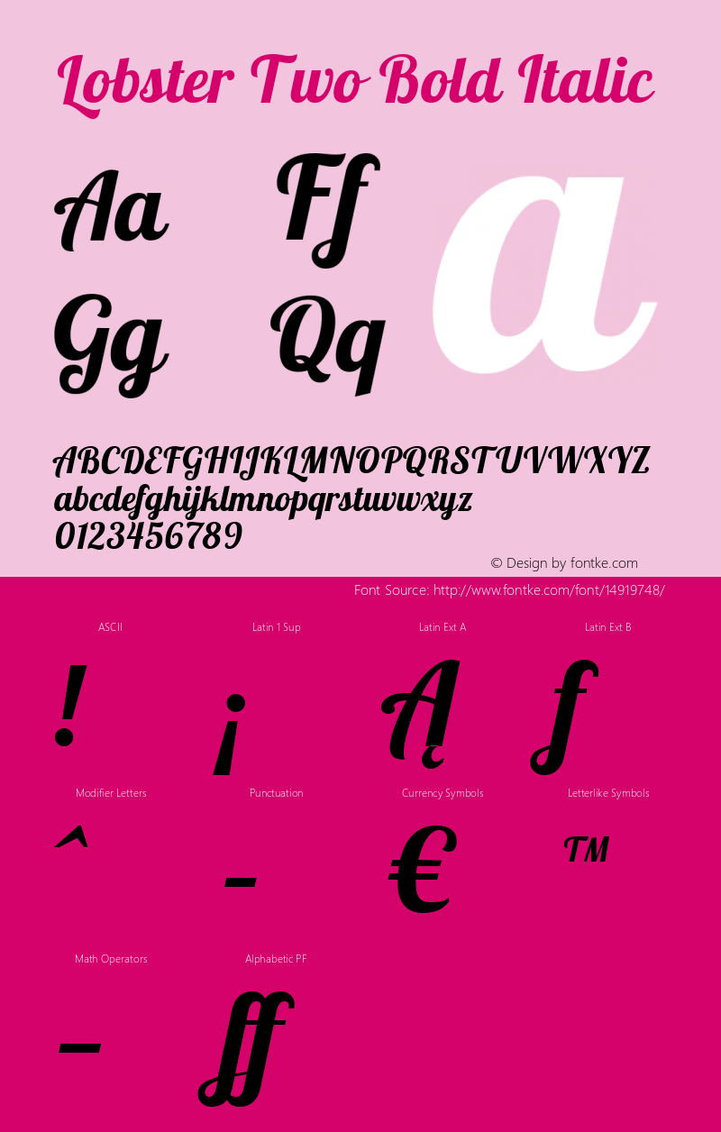 Lobster Two Bold Italic Version 1.006图片样张