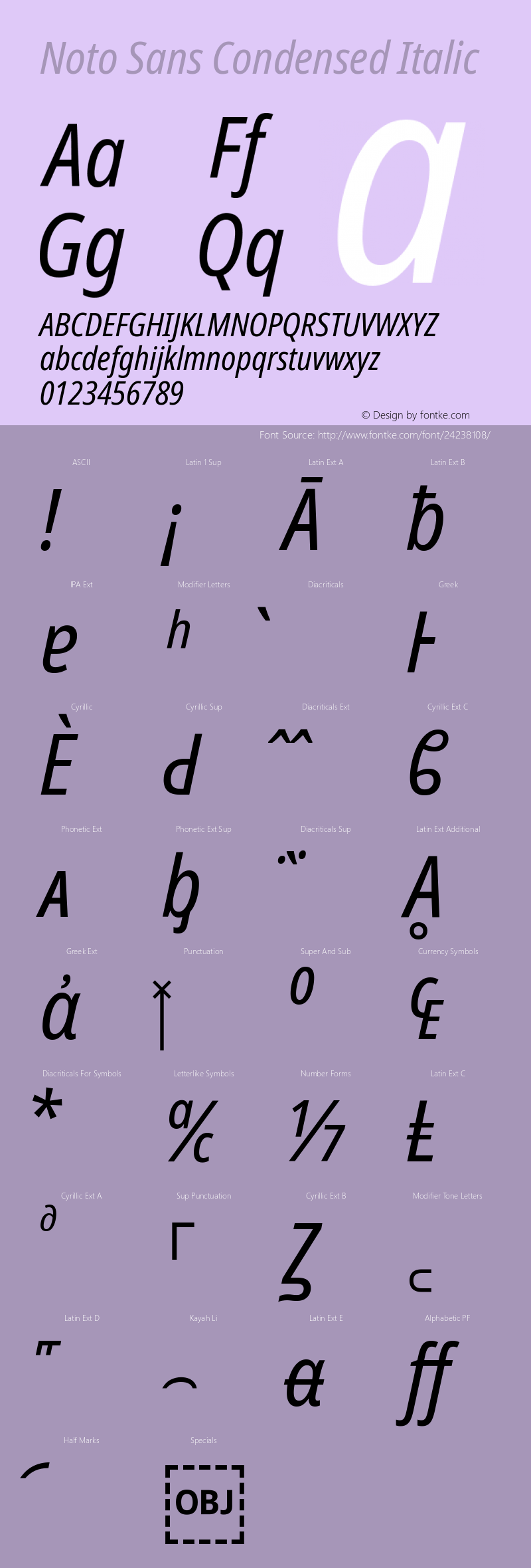 Noto Sans Condensed Italic Version 2.000;GOOG;noto-source:20170915:90ef993387c0图片样张