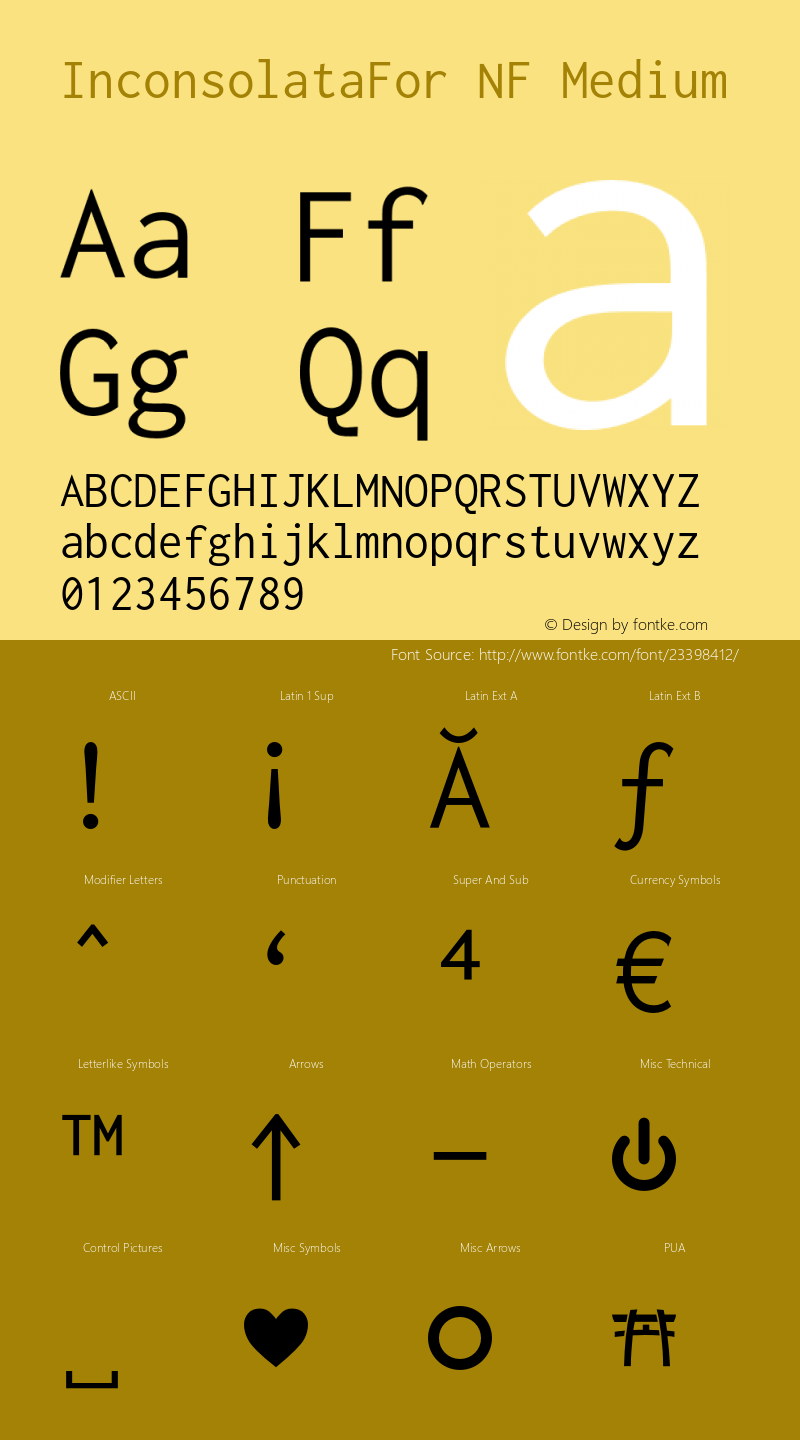 Inconsolata for  Nerd Font Complete Mono Windows Compatible Version 001.010;Nerd Fonts图片样张