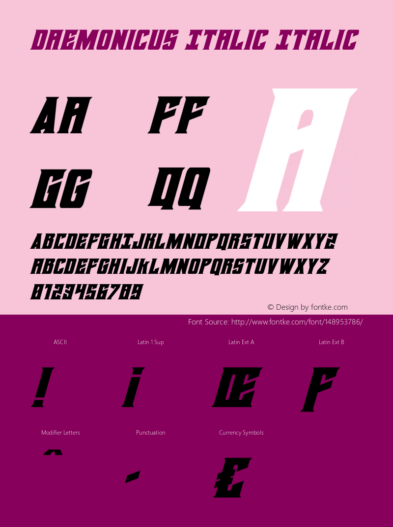 Daemonicus Italic Version 2.0; 2019; initial release图片样张