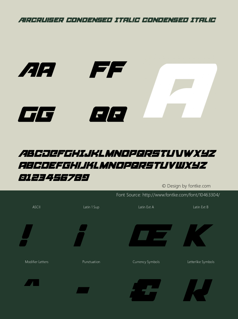 Aircruiser Condensed Italic Condensed Italic 001.000图片样张