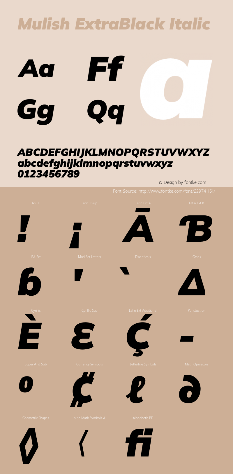 Mulish ExtraBlack Italic Version 3.603图片样张