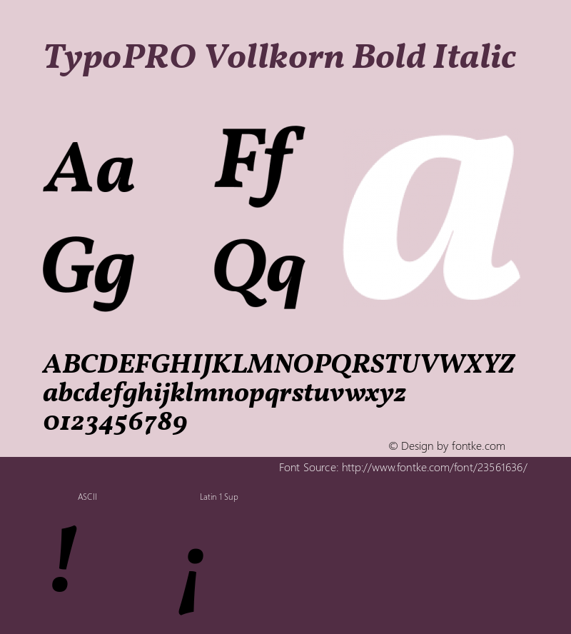 TypoPRO Vollkorn Bold Italic Version 4.015图片样张