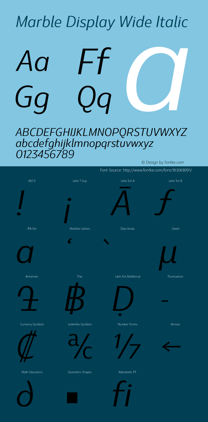 Marble Display Wide Regular Italic Version 1.001图片样张