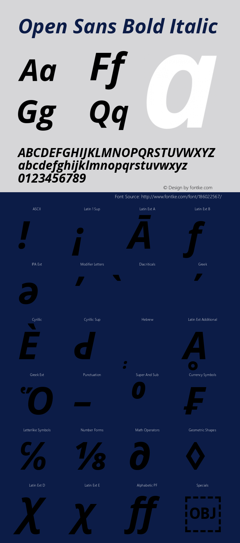 Open Sans Bold Italic Version 3.000; ttfautohint (v1.8.4)图片样张