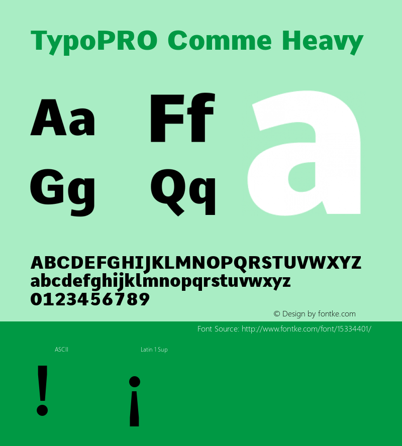 TypoPRO Comme Heavy Version 2; ttfautohint (v1.00rc1.2-2d82) -l 6 -r 72 -G 200 -x 0 -D latn -f none -w G图片样张
