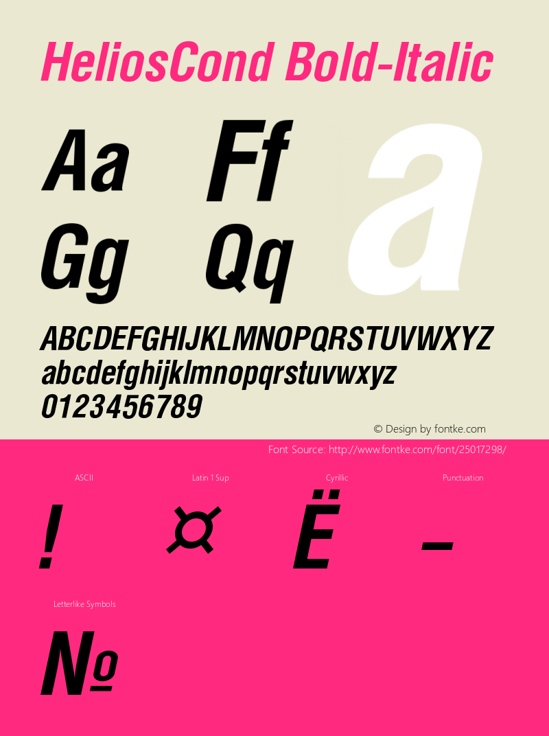 HeliosCond Bold Italic Version 004.001图片样张