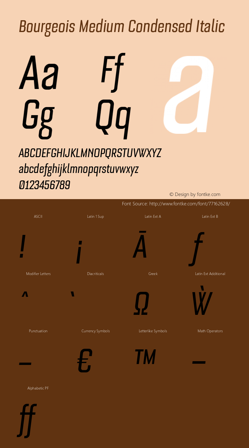 Bourgeois Medium Condensed Italic Version 1.105;PS 001.105;hotconv 1.0.88;makeotf.lib2.5.64775图片样张