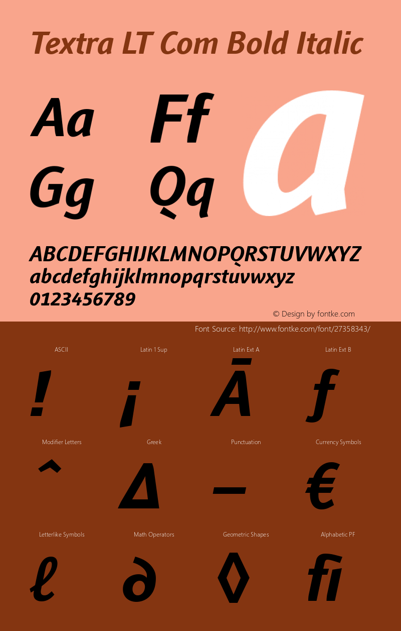 Textra LT Com Bold Italic Version 3.00图片样张