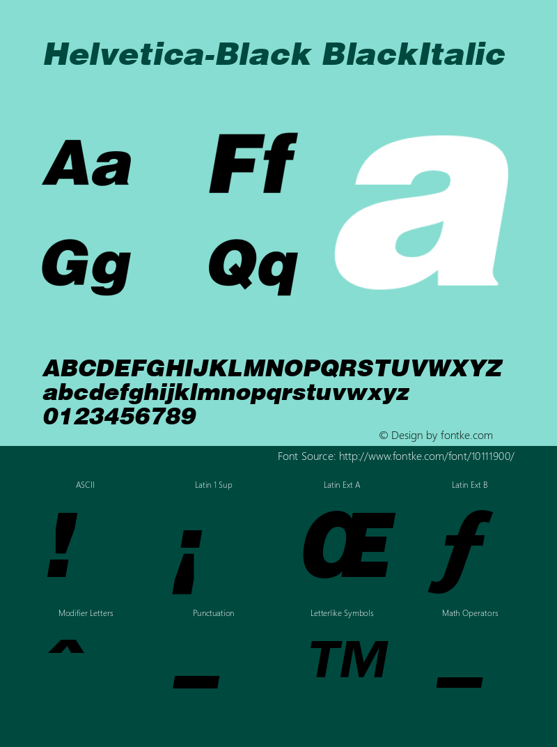 Helvetica-Black BlackItalic Version 1.00图片样张