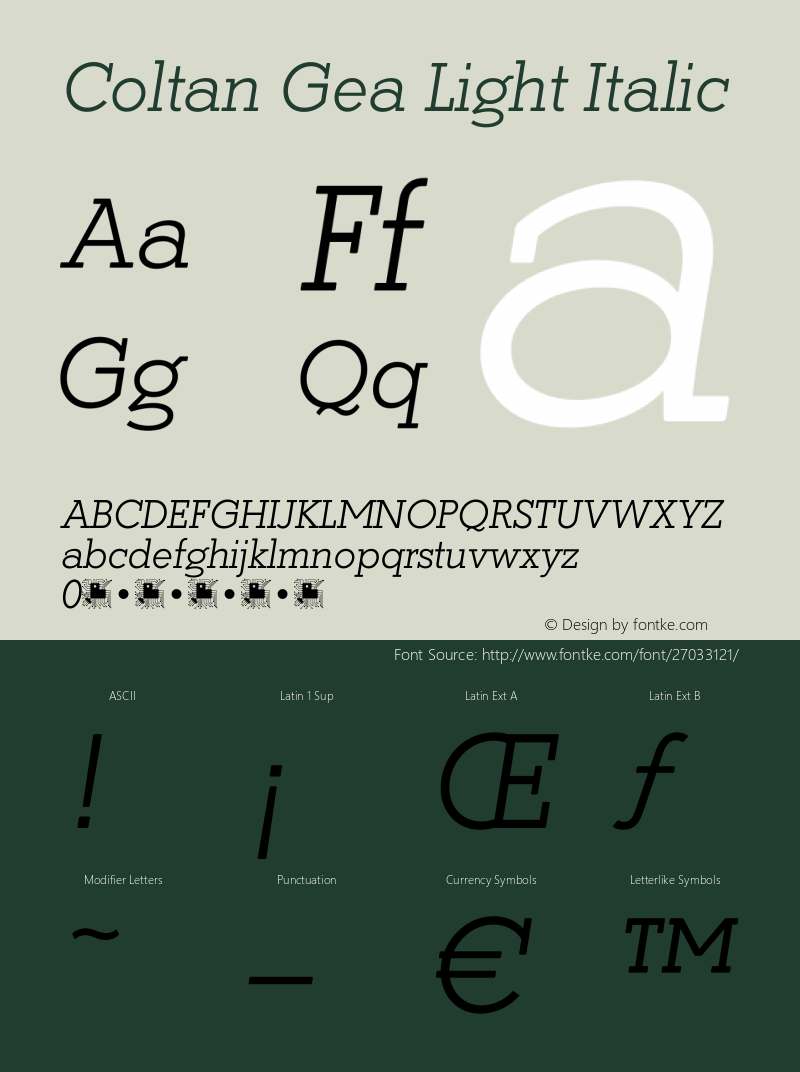 Coltan Gea Light Italic Version 1.169图片样张