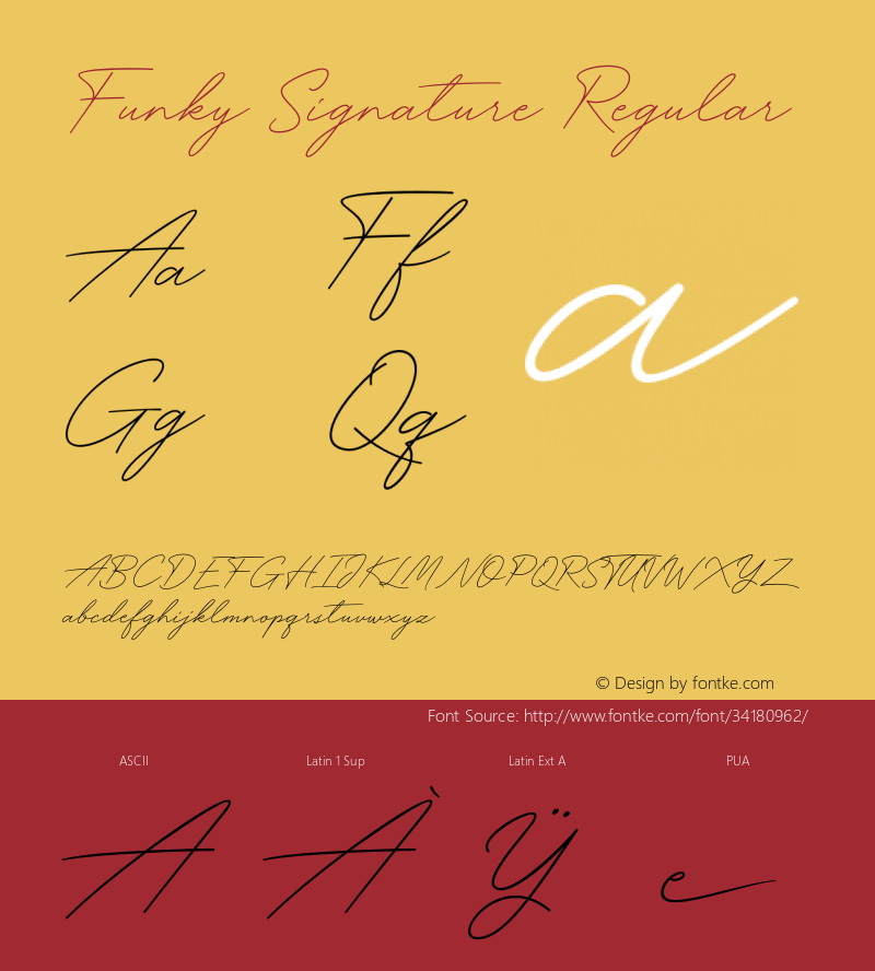 Funky Signature Version 1.00;July 23, 2019;FontCreator 11.5.0.2430 64-bit图片样张