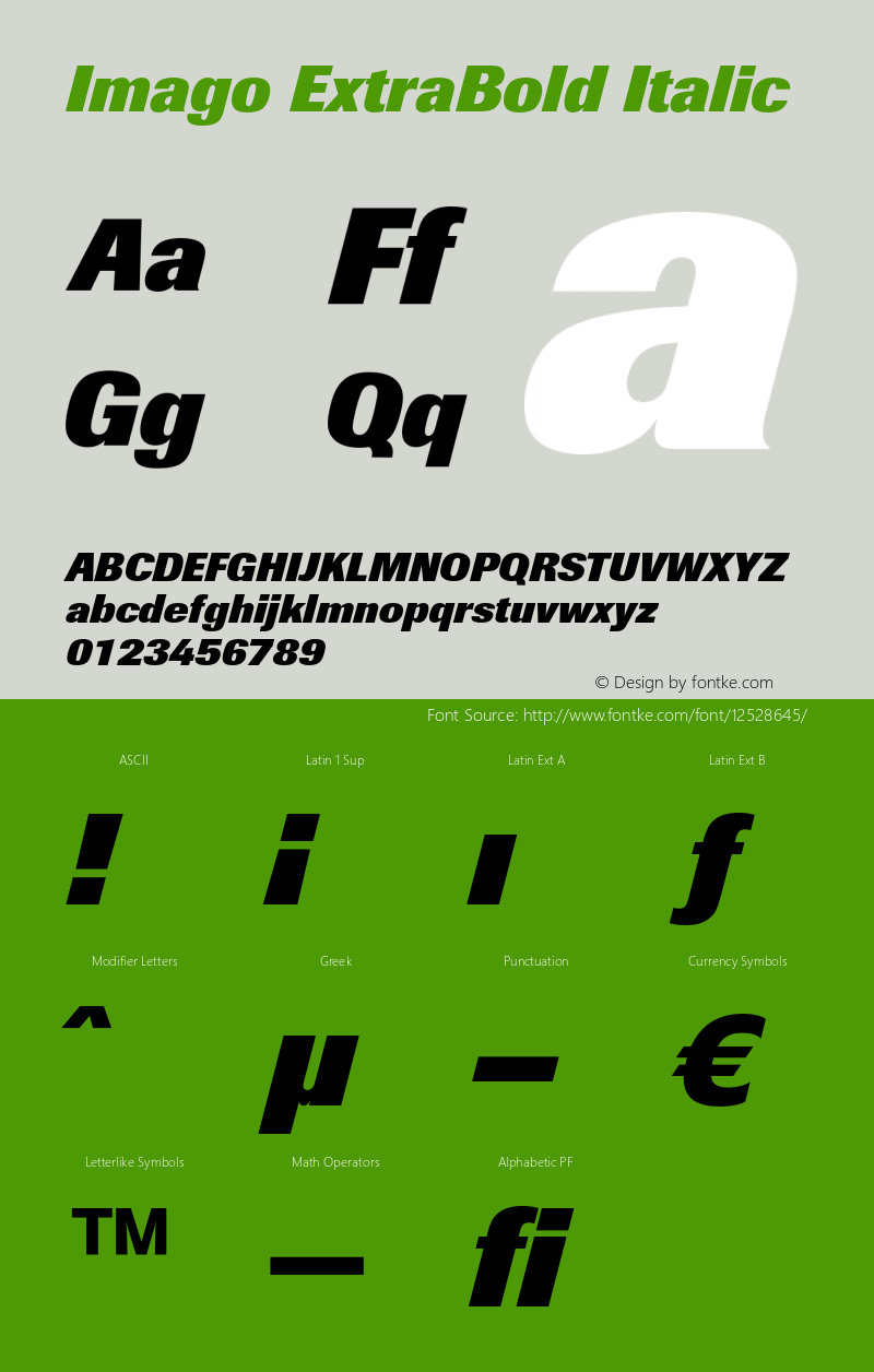 Imago ExtraBold Italic OTF 1.0;PS 001.003;Core 1.0.22图片样张