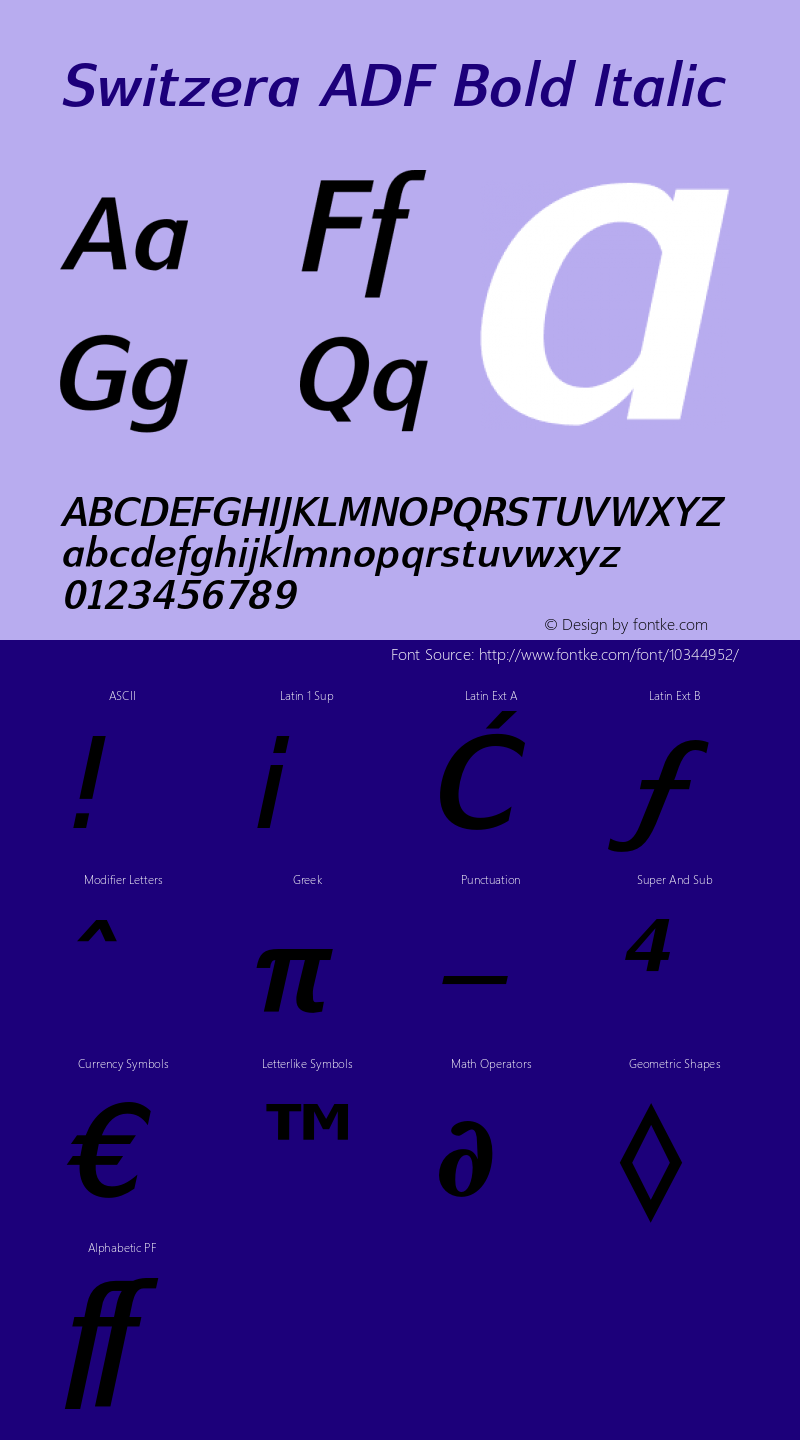 Switzera ADF Bold Italic Version 1.001;PS 1.003;Core 1.0.38;makeotf.lib1.6.5960图片样张